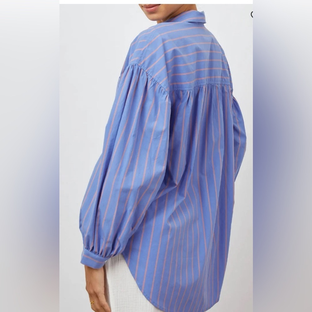 Rails Lavender and Coral Striped Button Down Shirt - image 3